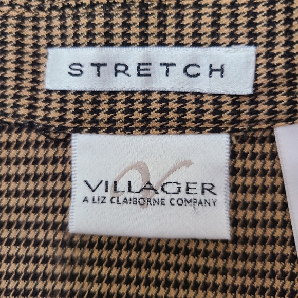 VILLAGER vintage houndstooth button-down long sleeve shirt, Sz L (Ptp 21.5") - Picture 3 of 8